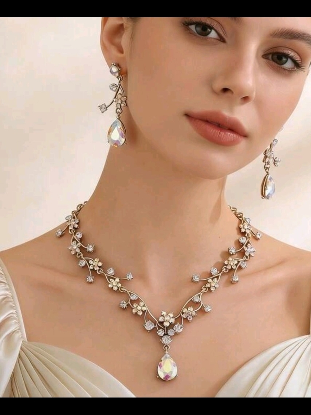 Teardrop Crystal Floral Set Made Wit Swarovski Elements Bridal Set/ Prom Jewlery